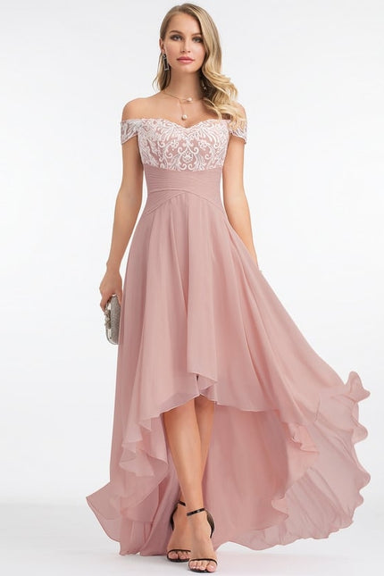 Robe de Soirée Chic Volant Rosé - gallery 2