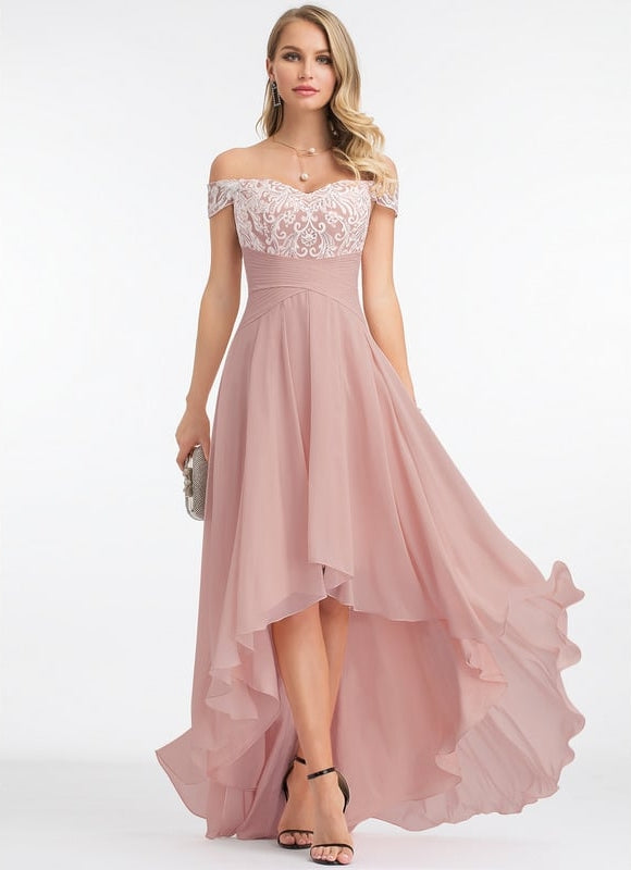 Robe de Soirée Chic Volant Rosé - gallery 2