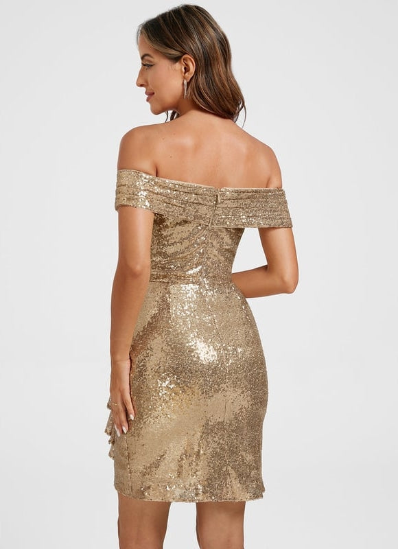 Robe de Soirée Scintillante Dorée - gallery 5