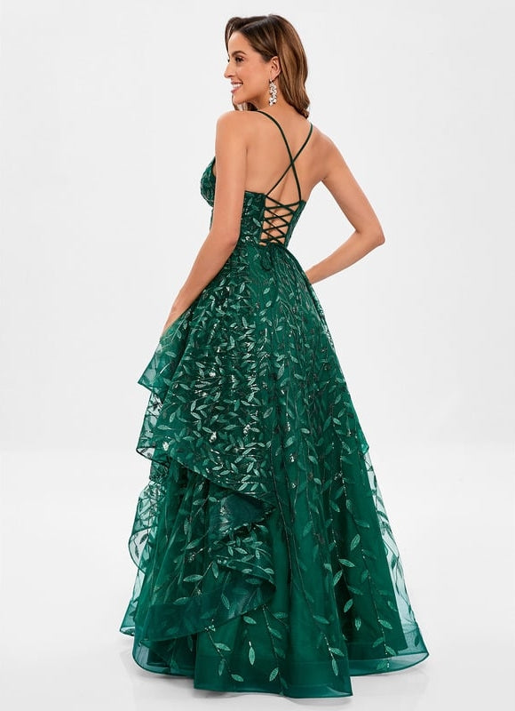 Robe De Soirée Dentelle Verte - gallery 5
