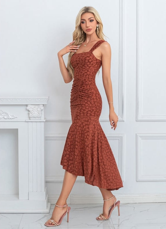 Robe de Soirée Jacquard Terracotta - gallery 6