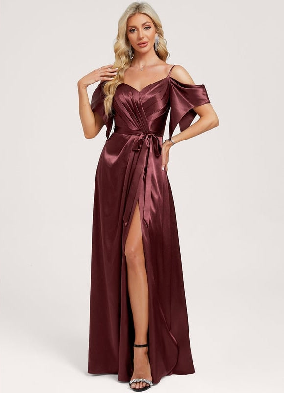 Robe de Soirée Satin Vert Pâle