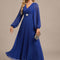 Robe de Soirée Bleu Plissé Élégant