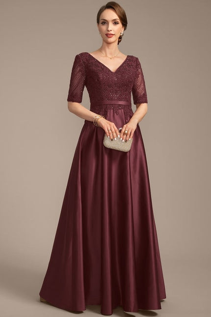 Robe de Soirée Bourgogne Satiné - gallery 3