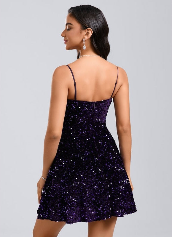 Robe De Soirée Paillette Courte - gallery 5