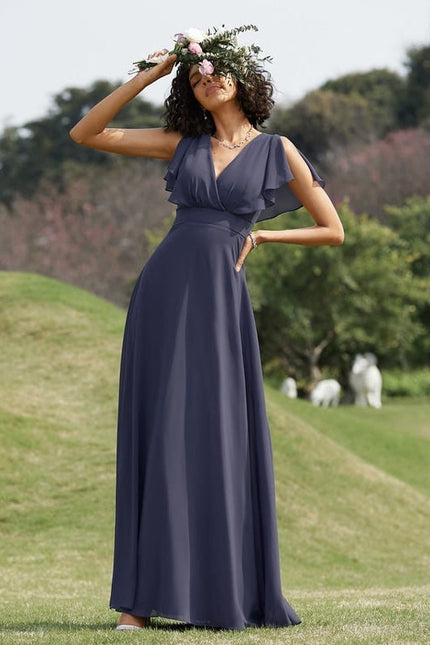 Robe de Soirée Mousseline Beige - gallery 7
