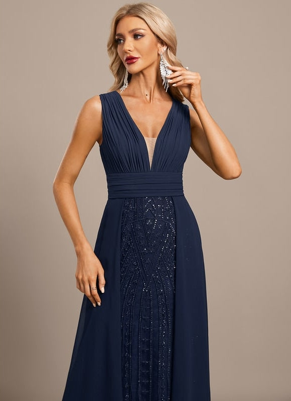 Robe de Soirée Élégance Marine Pailletée - gallery 2