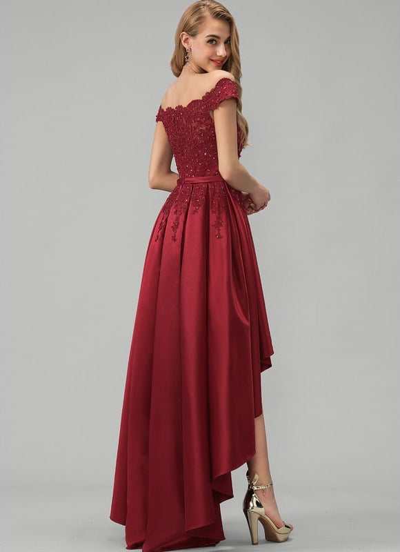 Robe de Soirée Rouge Élégance Asymétrique - gallery 3