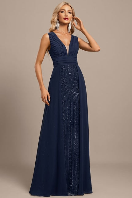 Robe de Soirée Élégance Marine Pailletée - gallery 5