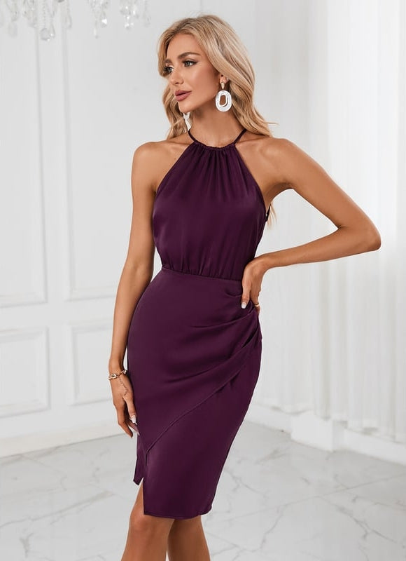 Robe de Soirée Satin Prunelle - gallery 1