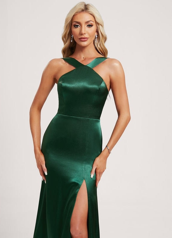 Robe de Soirée Satin Émeraude Chic - gallery 3
