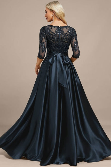 Robe de Soirée Satin Noir Élégant - gallery 6