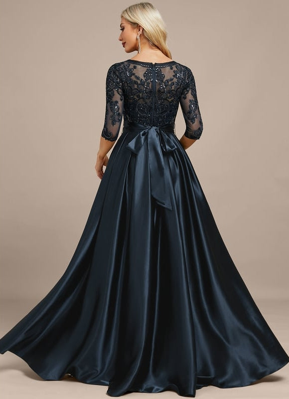 Robe de Soirée Satin Noir Élégant - gallery 6