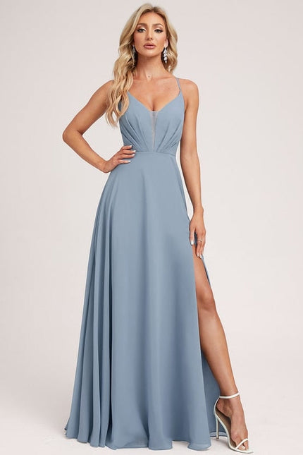 Robe de Soirée Mousseline Beige - gallery 3