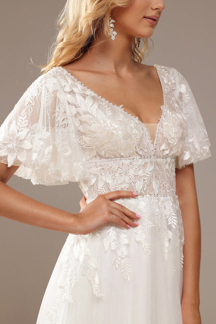 Robe De Soirée Avec Tulle Travaillé - gallery 4