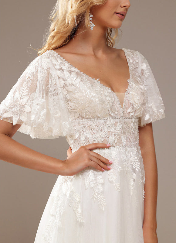 Robe De Soirée Avec Tulle Travaillé - gallery 4