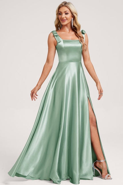 Robe de Soirée Satin Menthe - gallery 2