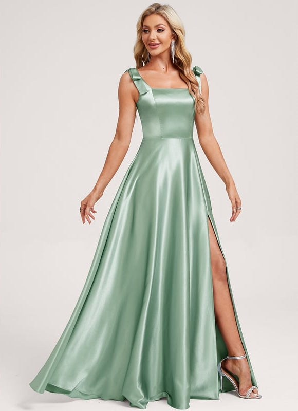 Robe de Soirée Satin Menthe - gallery 2