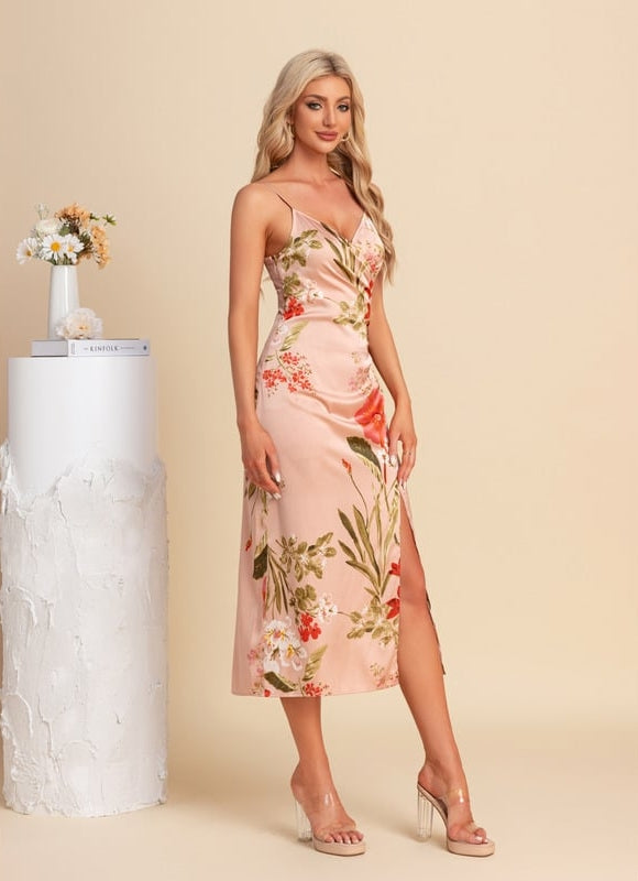 Robe de Soirée Satinée Fleurie - gallery 4