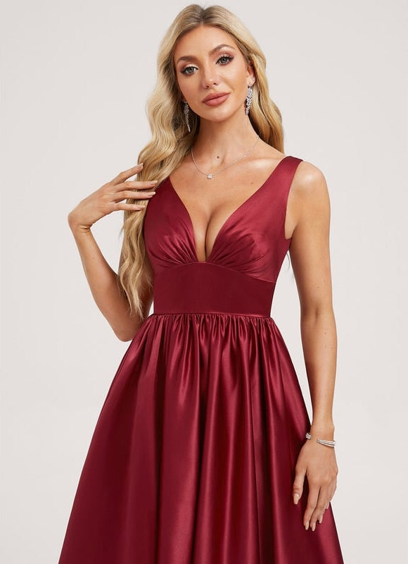 Robe de Soirée Satin Mauve Élégant - gallery 3