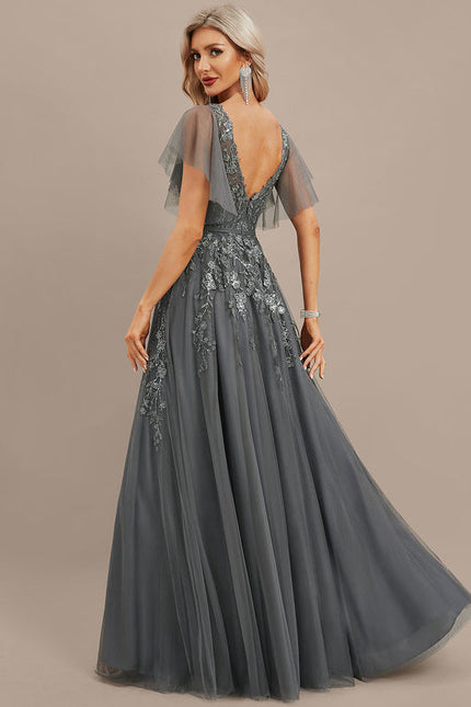 Robe de Soirée Tulle Grise - gallery 6