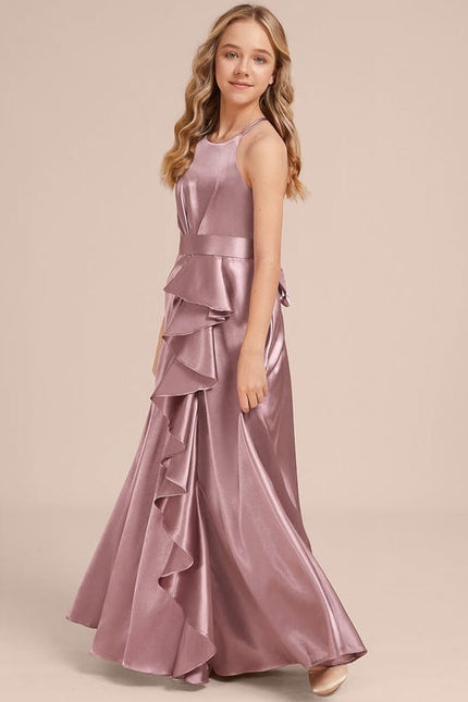 Robe de Soirée Satin Lilas - gallery 1