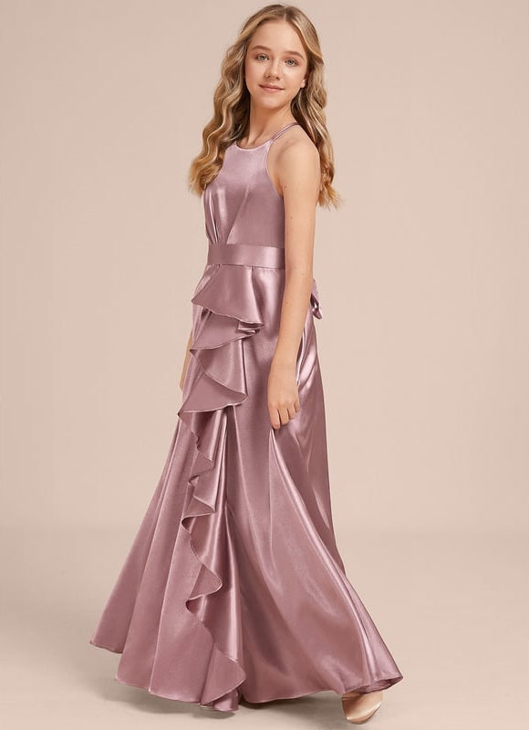 Robe de Soirée Satin Lilas - gallery 1