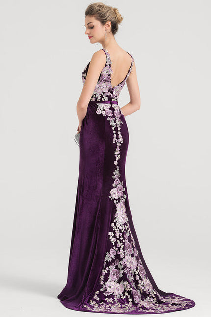 Robe de Soirée Velours Violet Éclat - gallery 1
