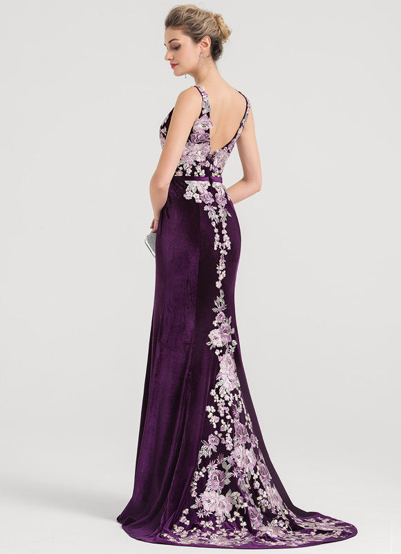 Robe de Soirée Velours Violet Éclat - gallery 1