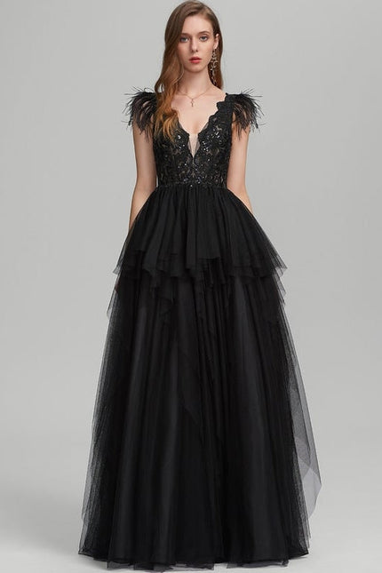 Robe De Soirée Plume Longue