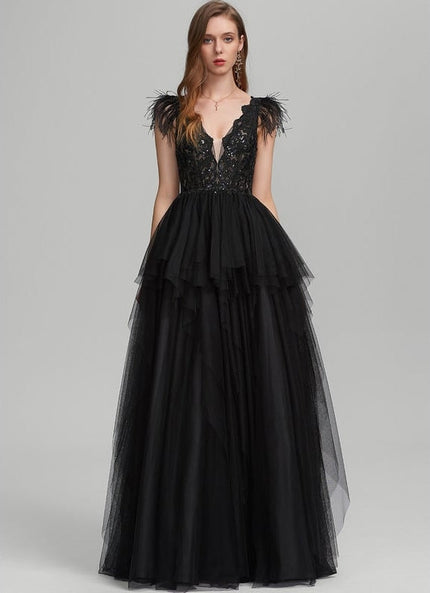 Robe De Soirée Plume Longue