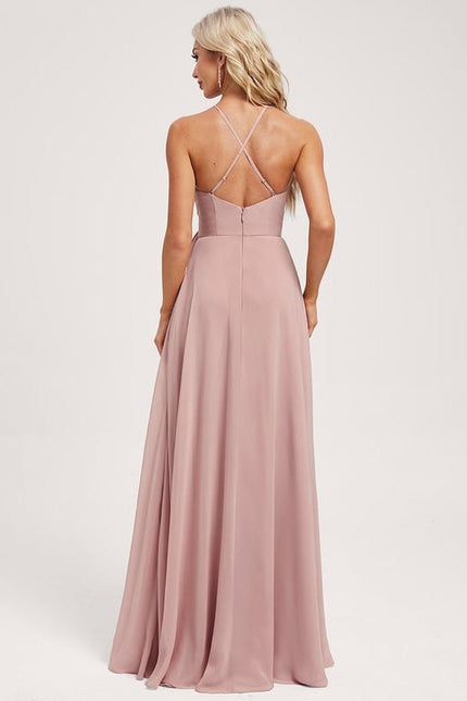 Robe de Soirée Rose Poudré Élégance - gallery 9