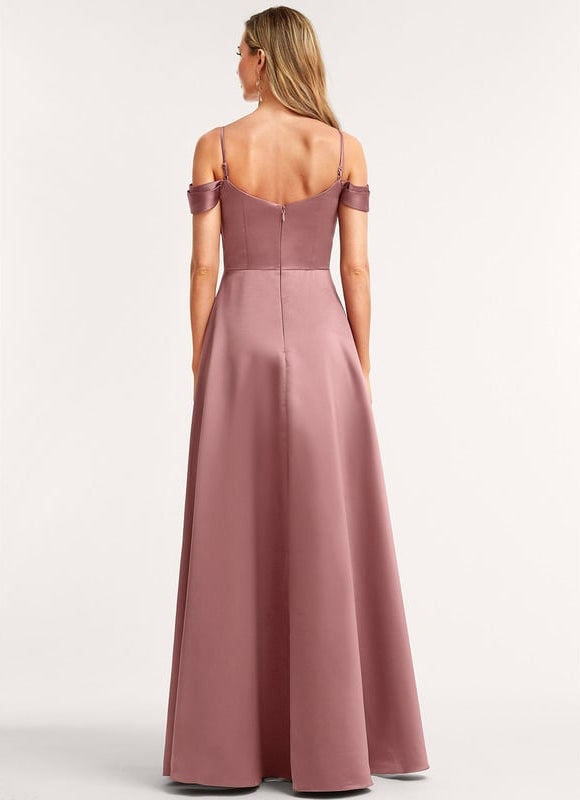Robe de Soirée Satinée Rosée - gallery 4