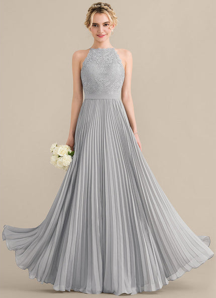 Robe de Soirée Gris Éthéré Plissé