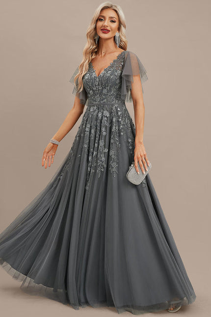 Robe de Soirée Tulle Grise