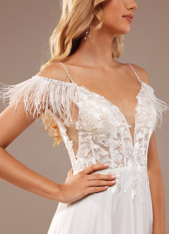 Robe de Soirée Élégance Plume Blanche - gallery 8
