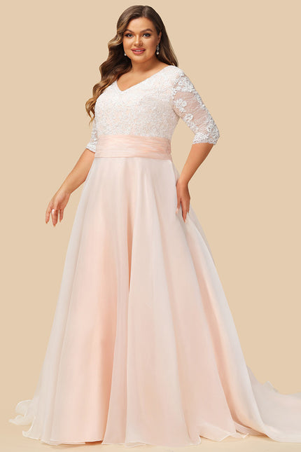 Robe de Soirée Longue Blanche Princesse Dentelle Voile - gallery 7