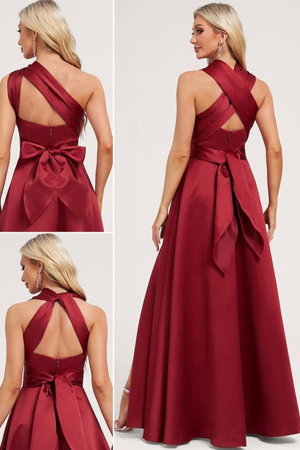 Robe De Soirée Rouge Satin - gallery 1