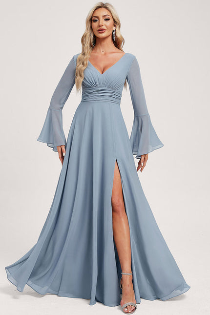 Robe de Soirée Mousseline Beige - gallery 3