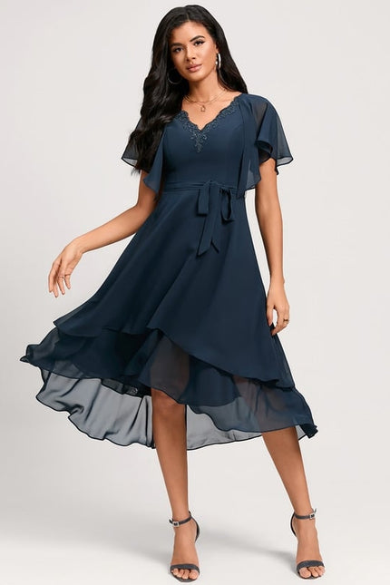 Robe de Soirée Flottante Marine - gallery 3