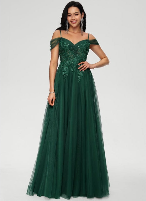 Robe de Soirée Tulle Émeraude - gallery 3