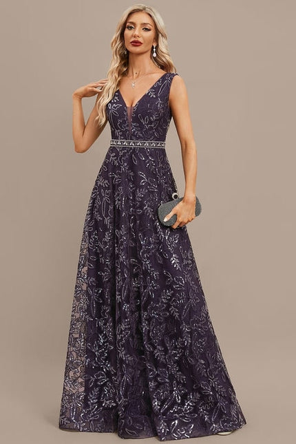 Robe de Soirée Violet Éclat Floral - gallery 2