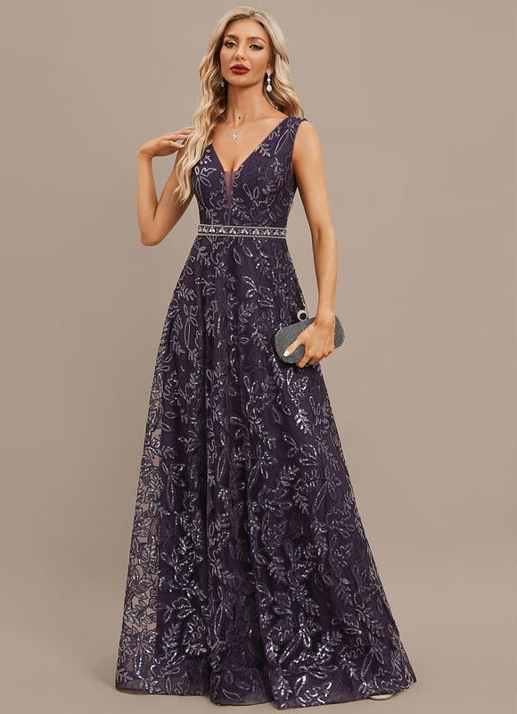 Robe de Soirée Violet Éclat Floral - gallery 2