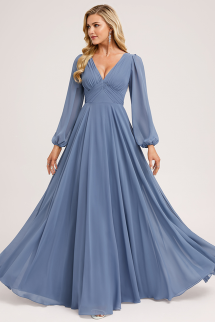 Robe de Soirée Mousseline Beige