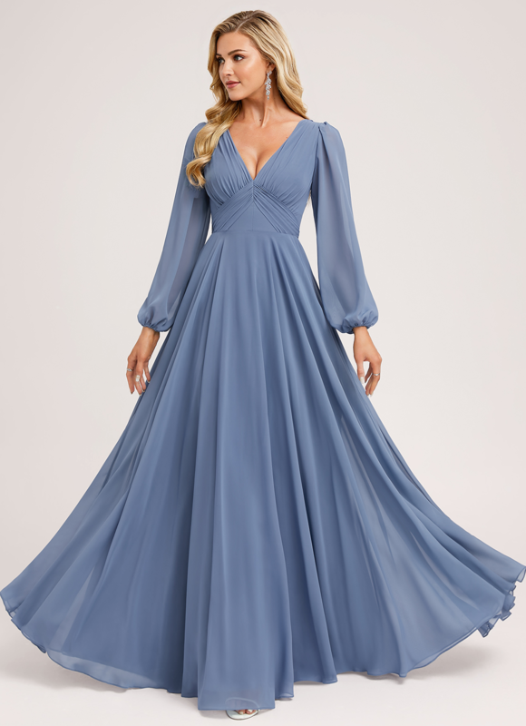 Robe de Soirée Mousseline Beige