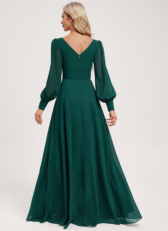 Robe de Soirée Mousseline Beige - gallery 5