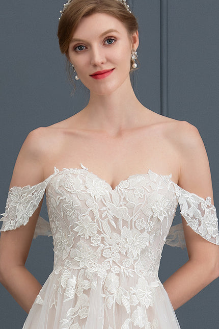 Robe de Soirée Longue Blanche Princesse Tulle Dentelle Mariée - gallery 6