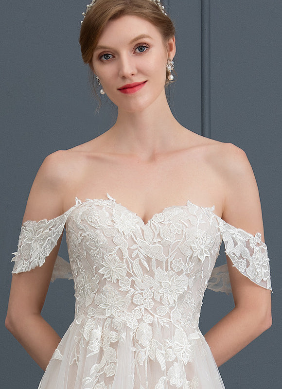 Robe de Soirée Longue Blanche Princesse Tulle Dentelle Mariée - gallery 6