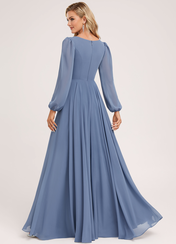 Robe de Soirée Mousseline Beige - gallery 4