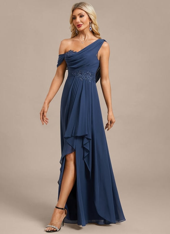 Robe de Soirée Mousseline Bleu - gallery 3